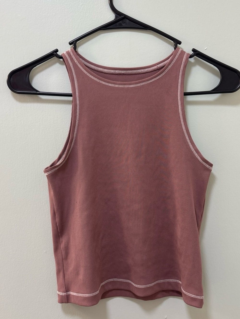 Nike Ribbed High-Neck Tank Top in Dusty Rose